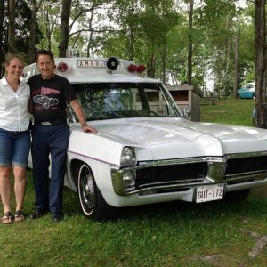 Susan with Gene Winfield at the 2012 Atlantic Nationals Car Show.