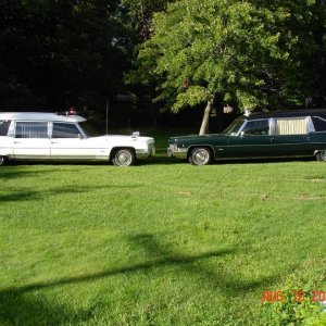 1971 and 1972 Miller Meteor combinations set up as hearses
