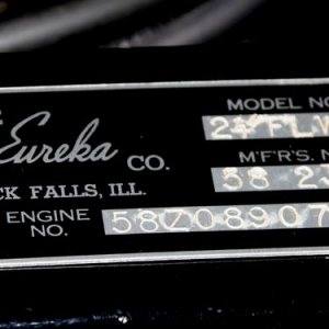 The Eureka Company manufacturer's identification plate (an exact replica of original)