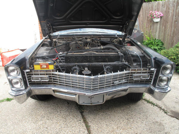 1967 Caddy hood open