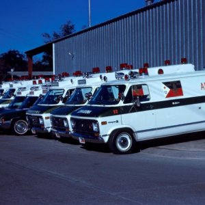 old ambulance line on the left side of the first building in Lafayette, LA