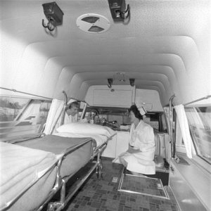 Interior view of the new 1967 Pontiac Superior owned by Atomic Energy of Canada Ltd (AECL) - Chalk River Facility.  Note the Armstrong Colonial Classi