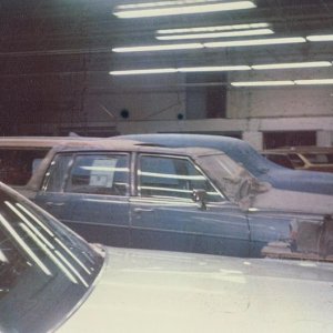 build shot of a 1986  Cadillac Brougham wgn conversion by R.S. Harper Custom Coach Work's Fraser, Michigan note the sun roof