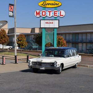 The Lorraine Motel, where MLK was Killed is the backdrop for the hearses first trip back to Memphis, Tn. since its completion.