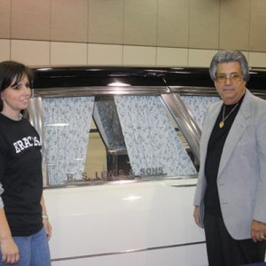 Jimmie and Tammie with the hearse at the first offical display at the River Front Center in Alexandria, La.