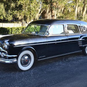 This is a 1954 Henney Packard Senior Limo Style w/ title proven 38k miles. Did a complete resto. and saved most of the orig. interior (except backdoor