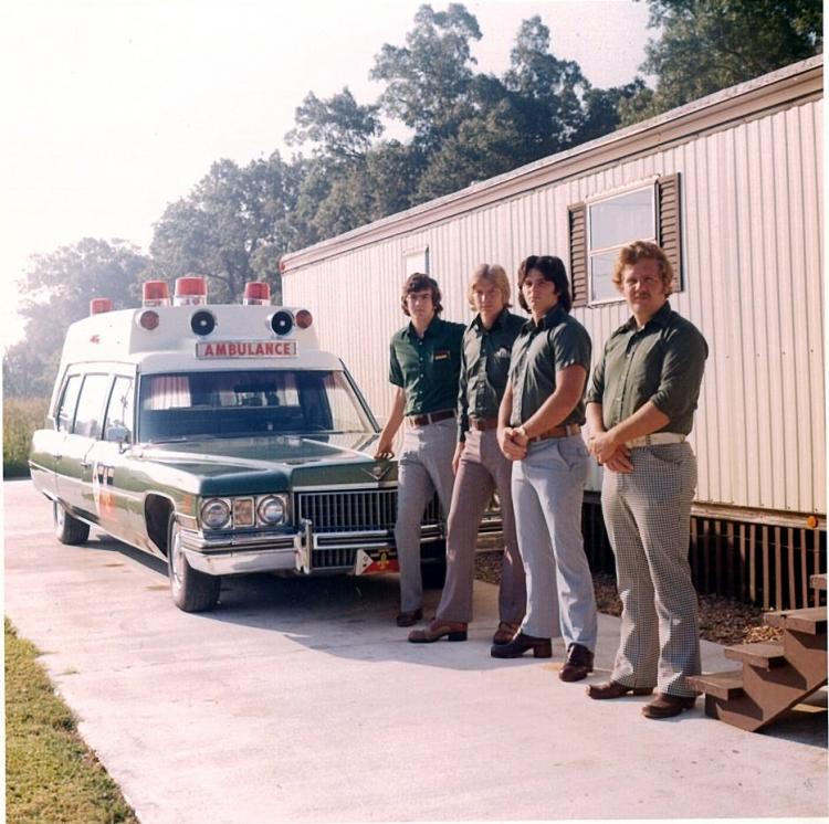1974 medics and unit at their substation