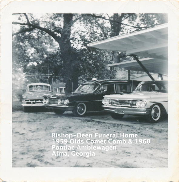 Funeral Home in Alma, Georiga in early 1960's. 1959 Comet Olds