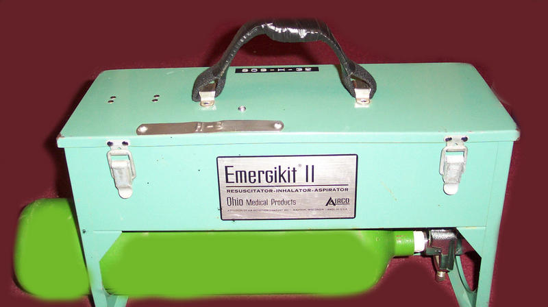 Emergi-Kit II, w/ E&J Parts. Resuscitator/Inhalator/Aspirator. Edited b/c I borrowed the tank. I only own new, aluminum tanks, so I can rotate them.