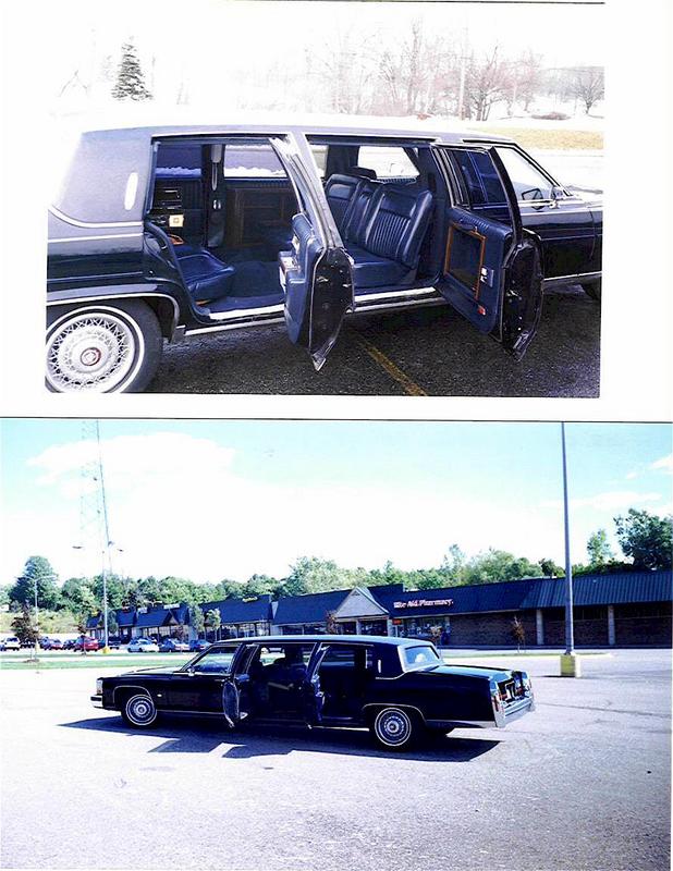 Interior pic of that 1988  Hess & Eisenhardt , Cadillac 52" Vip curb side  5 dr limousine, the 2nd pic is showing the driver side middle door open to 