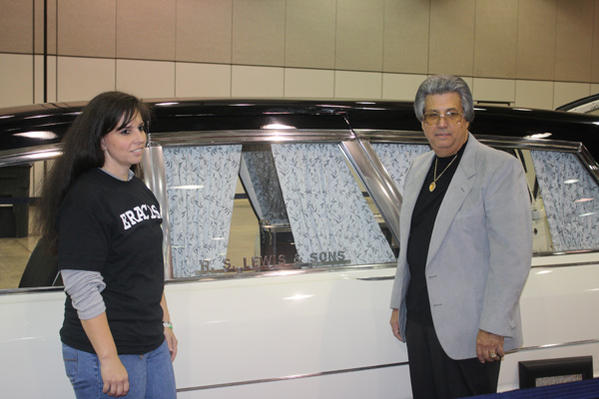 Jimmie and Tammie with the hearse at the first offical display at the River Front Center in Alexandria, La.