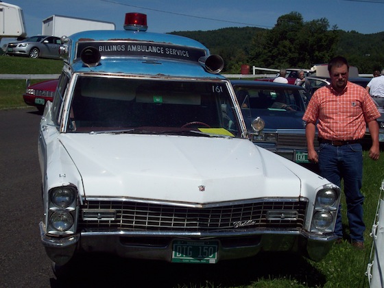 Lined up at the conclusion of the World Record longest Cadillac parade, Barton, VT, August of 2011. Car #161 out of 298 and the only ambulance in atte