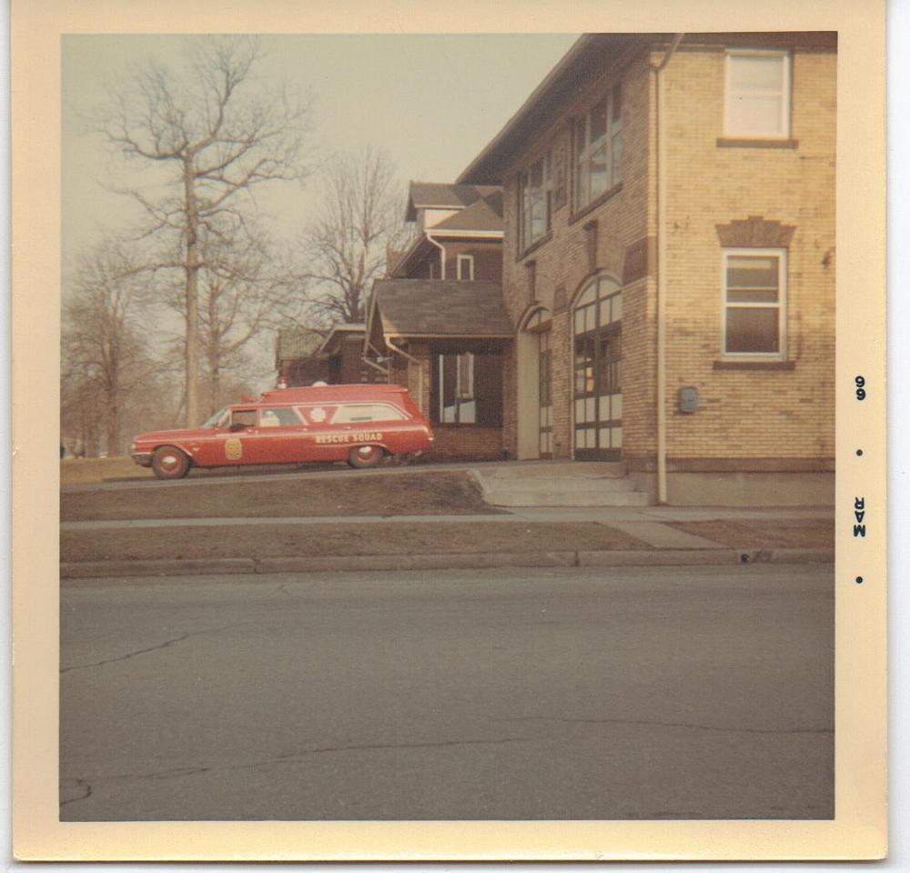 Lorain Fire Department Rescue 23 outside of Sta. 3, March 1966