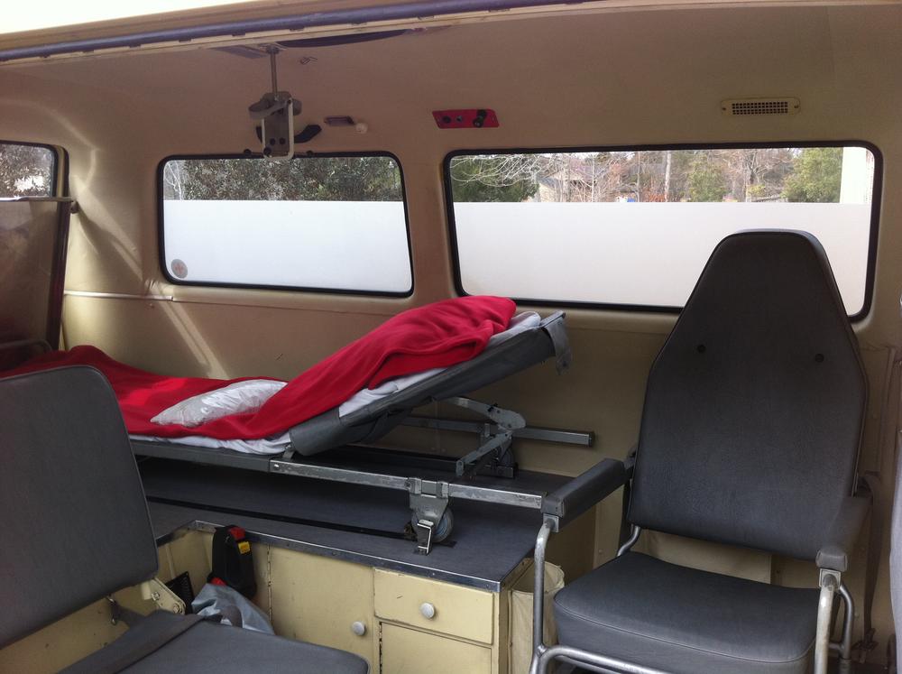 Medic Interior showing one litter, removable stair chair, and medic seat.