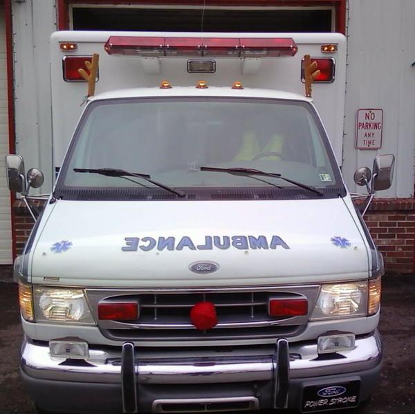 Our Ambulance equipped with it's Rudolph the Red-Nosed Ambulance