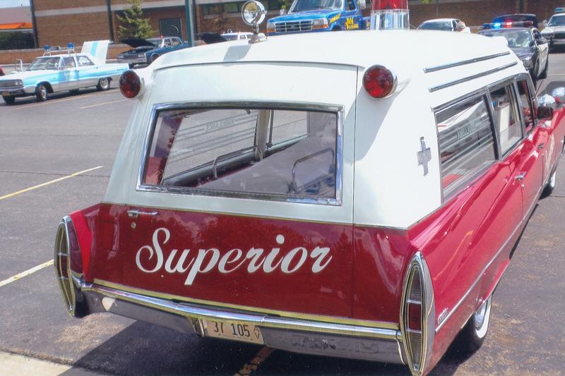 Right rear of superior ambulance 1967 m-m volunteer 48" ambulance